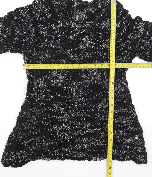 Topshop Women's Black Chunky-Knit Pullover Jumper UK 8