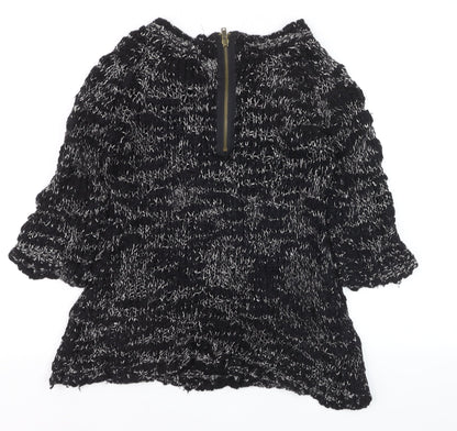 Topshop Women's Black Chunky-Knit Pullover Jumper UK 8