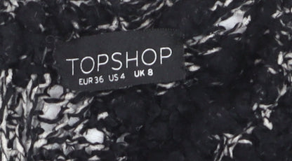 Topshop Women's Black Chunky-Knit Pullover Jumper UK 8
