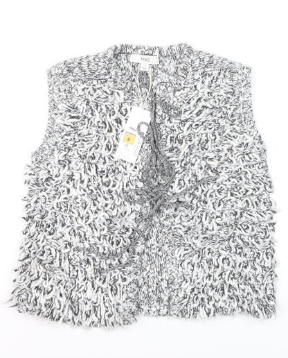 Marks and Spencer Women's Grey Chunky Knit Tie Vest S