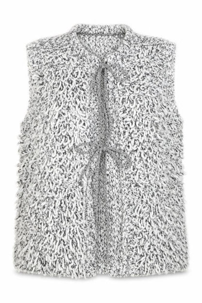 Marks & Spencer Women's Grey Chunky Knit Tie Vest S