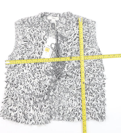 Marks and Spencer Women's Grey Chunky Knit Tie Vest S