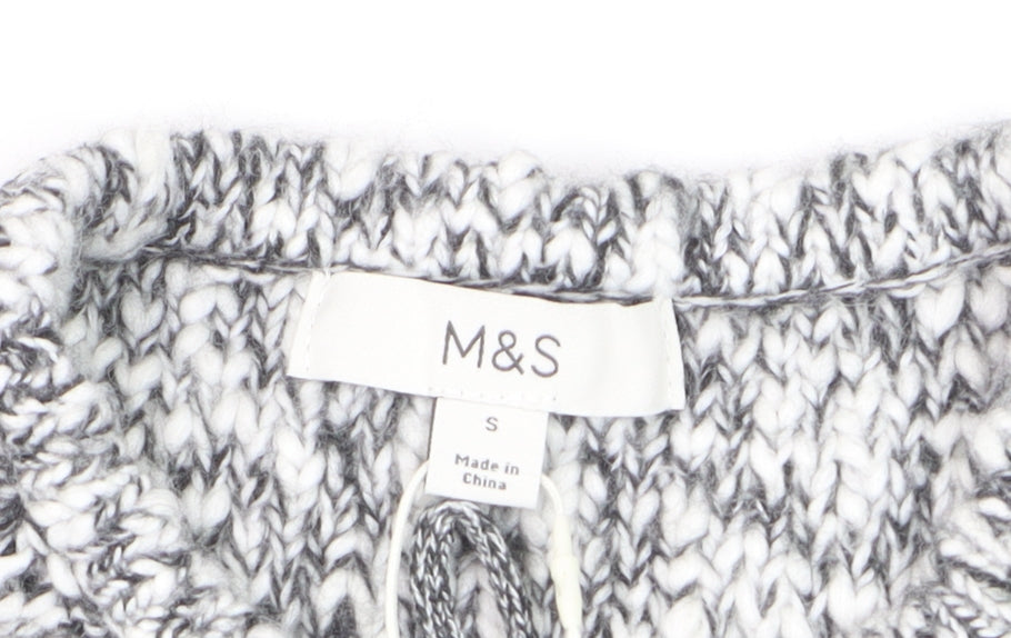 Marks and Spencer Women's Grey Chunky Knit Tie Vest S