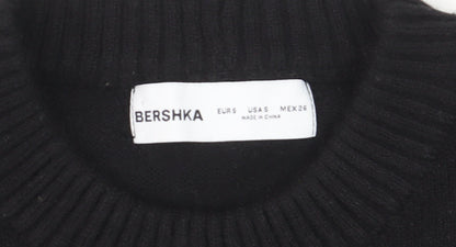 Bershka Womens Black Striped Knit Crew Neck Pullover Jumper Size S