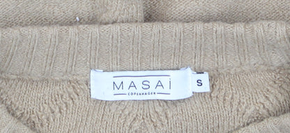 Masai Copenhagen Women Beige Cable-Knit Pullover Jumper Small