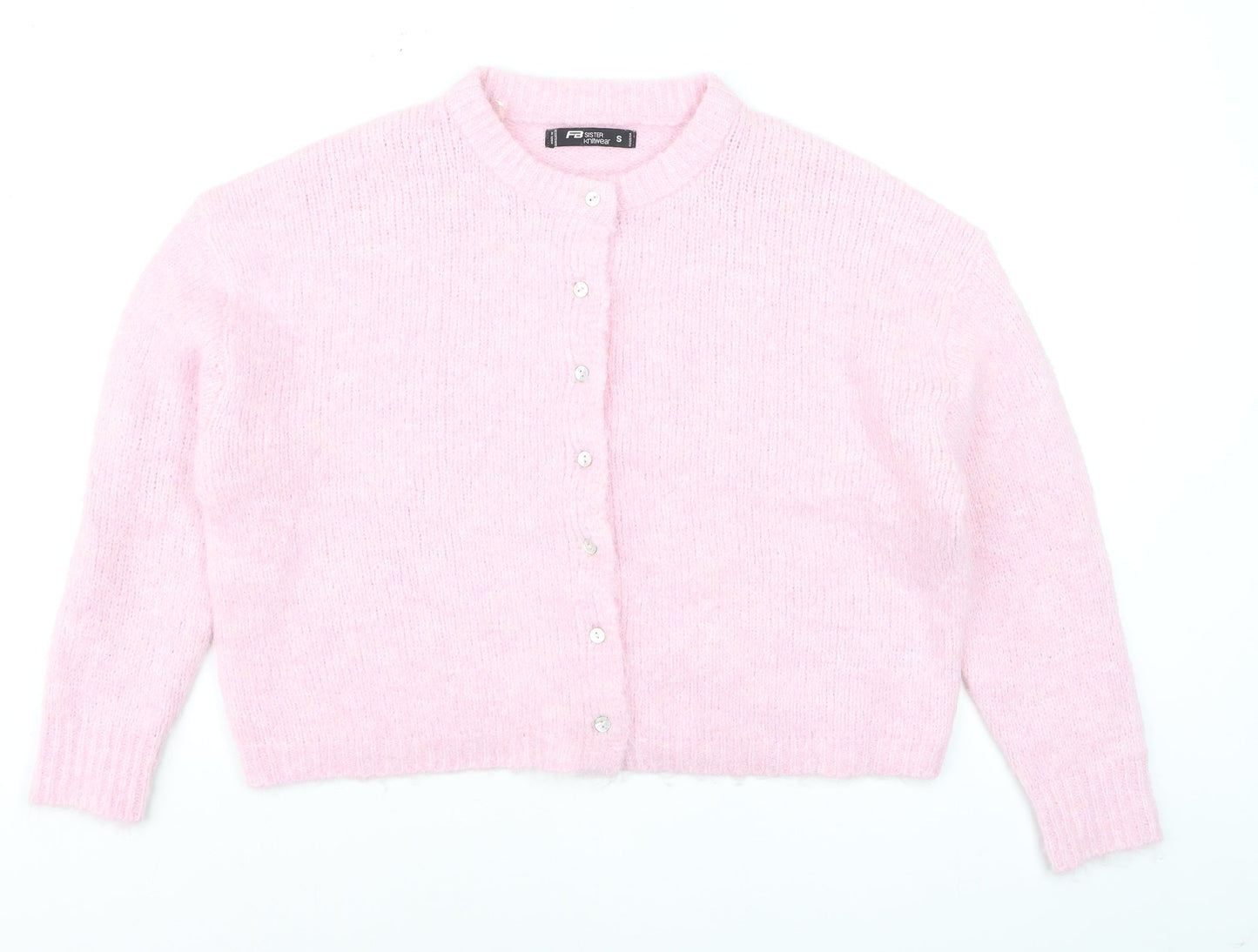 FB Sister Women’s Pink Knit Crew Neck Cardigan Size S