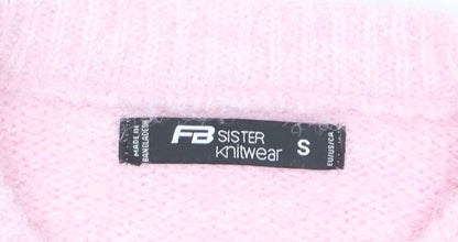 FB Sister Women’s Pink Knit Crew Neck Cardigan Size S