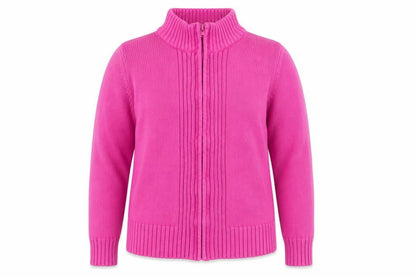 EWM Women's Pink Full Zip Cotton Mock Neck Jumper Size M