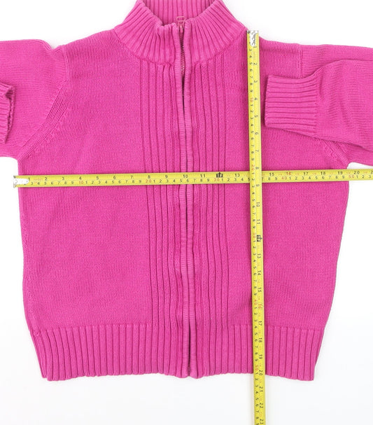 EWM Women's Pink Full Zip Cotton Mock Neck Jumper Size M