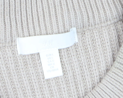 H&M Women Beige Sleeveless Chunky Knit Vest Jumper Size 14