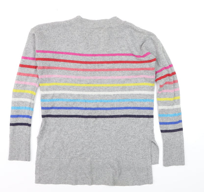 GAP Men's Grey Striped Wool Blend Crew Neck Jumper XS