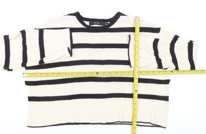 Vero Moda Unisex White Black Striped Knit Pullover Jumper M