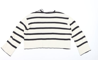 Vero Moda Unisex White Black Striped Knit Pullover Jumper M