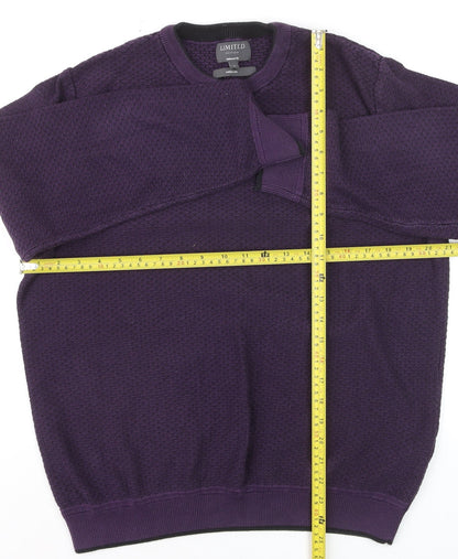 Marks and Spencer Men's Purple Tailored Fit Cotton Knit Jumper Size L
