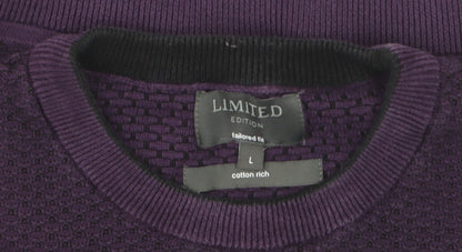 Marks and Spencer Men's Purple Tailored Fit Cotton Knit Jumper Size L