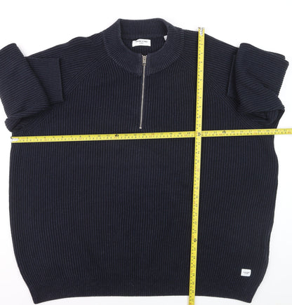 Jack & Jones Men's Blue 3XL Half Zip Knit Jumper