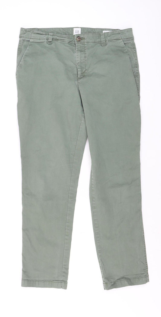 GAP Green Girlfriend Chino Trousers Slim Fit Cotton Blend UK 10