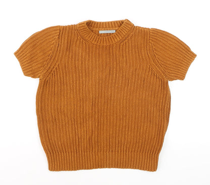 COS Womens Brown Cotton Chunky Knit Short Sleeve Jumper XS