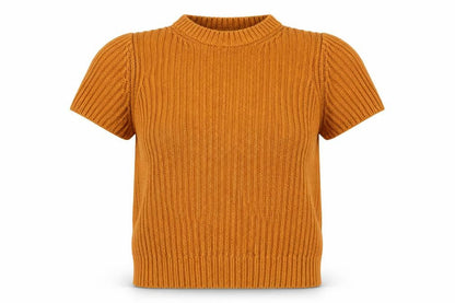 COS Womens Brown Cotton Chunky Knit Short Sleeve Jumper XS
