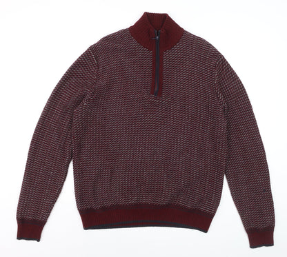 Marks and Spencer Blue Harbour Women's Red 1/2 Zip Wool Jumper L