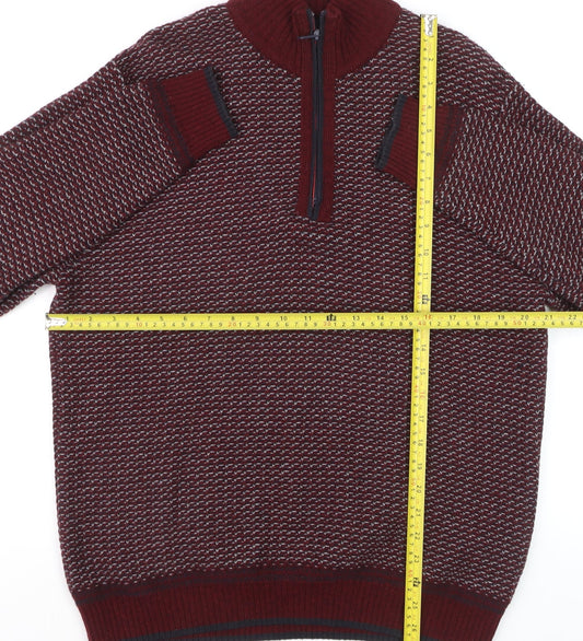 Marks and Spencer Blue Harbour Women's Red 1/2 Zip Wool Jumper L