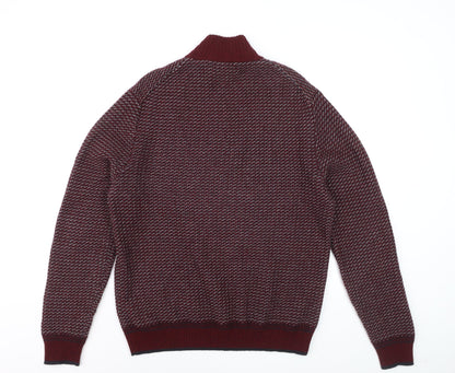 Marks and Spencer Blue Harbour Women's Red 1/2 Zip Wool Jumper L