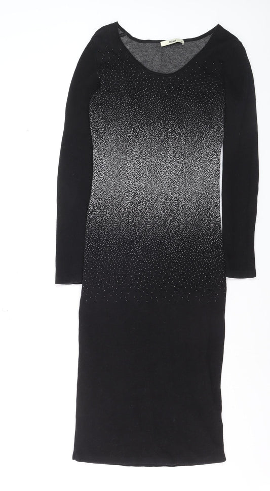 Oasis Women Black Bodycon Knit Sequin Dress Size M