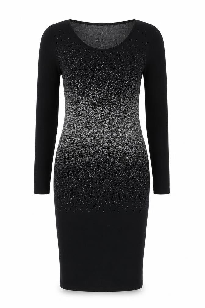 Oasis Women Black Bodycon Knit Sequin Dress Size M