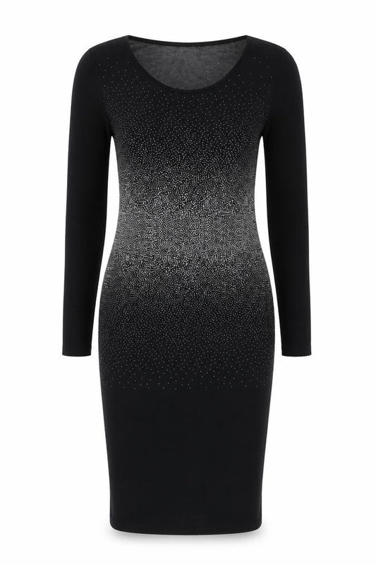 Oasis Women Black Bodycon Knit Sequin Dress Size M