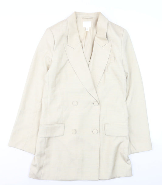 H&M Women’s Beige Double-Breasted Blazer Jacket Size S