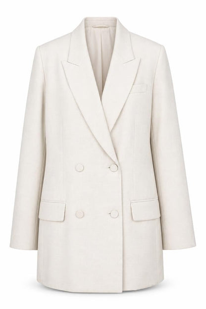 H&M Women’s Beige Double-Breasted Blazer Jacket Size S