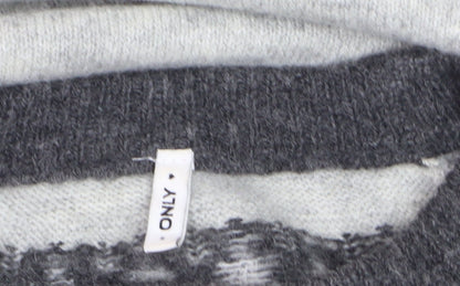 ONLY Men’s Grey Fair Isle Wool Jumper Size M Crew Neck Winter Knit
