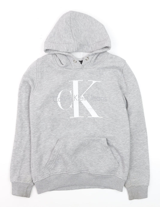Calvin Klein Jeans Women's Grey Hoodie Medium Cotton Pullover