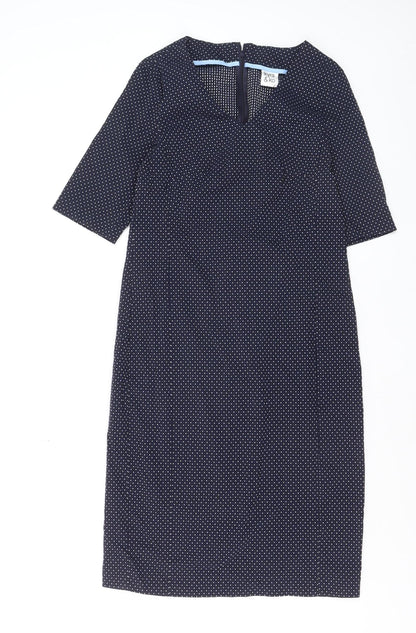 Kyra & Ko Women’s Blue Polka Dot Sheath Dress Size 6 V-Neck