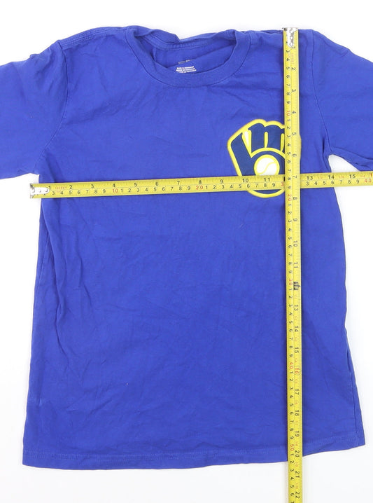 MLB Genuine Merchandise Boys Blue Baseball T-Shirt Yelich 22 Size 8/10 Cotton