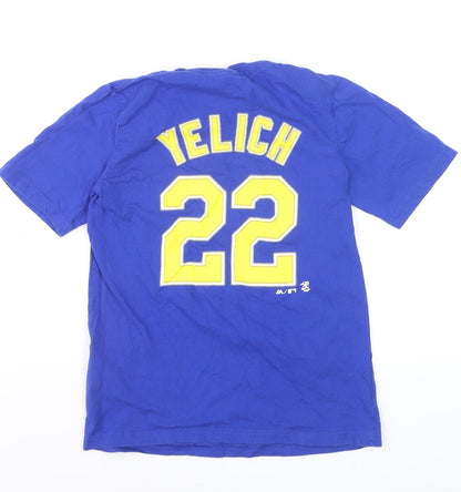 MLB Genuine Merchandise Boys Blue Baseball T-Shirt Yelich 22 Size 8/10 Cotton