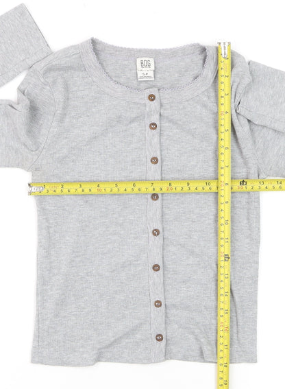 BDG Urban Outfitters Women's Grey Button-Up Long Sleeve Cropped Top Size S