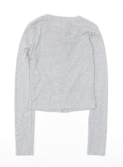 BDG Urban Outfitters Women's Grey Button-Up Long Sleeve Cropped Top Size S