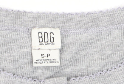 BDG Urban Outfitters Women's Grey Button-Up Long Sleeve Cropped Top Size S