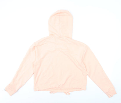 Calvin Klein Women Peach Hooded Pullover Hoodie XS Drawstring Hem