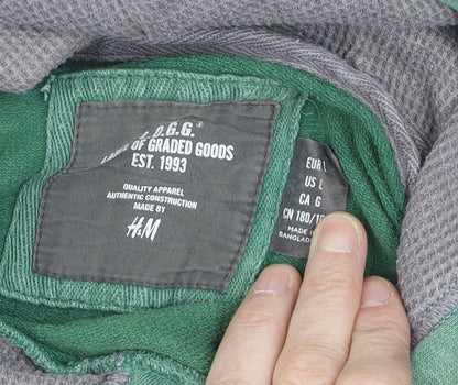 H&M L.O.G.G. Men's Green Pullover Hoodie L Graphic University