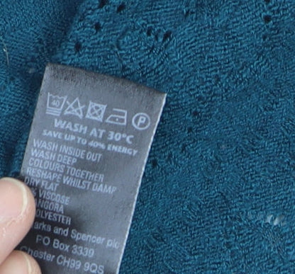 Marks and Spencer Per Una Women's Green Size 12 Open Knit Cardigan