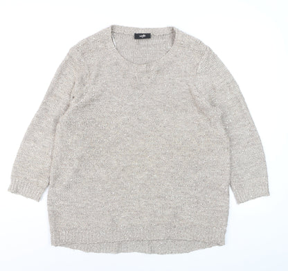 Wallis Women’s Beige Sequin Knit Pullover Jumper Size 12