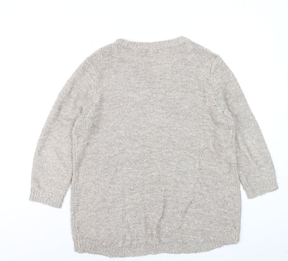 Wallis Women’s Beige Sequin Knit Pullover Jumper Size 12