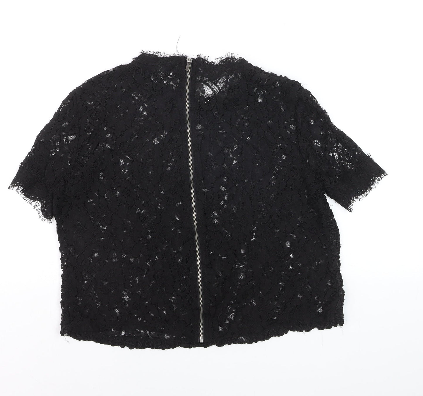 Zara Trafaluc Women's Black Lace Cropped Blouse Size M