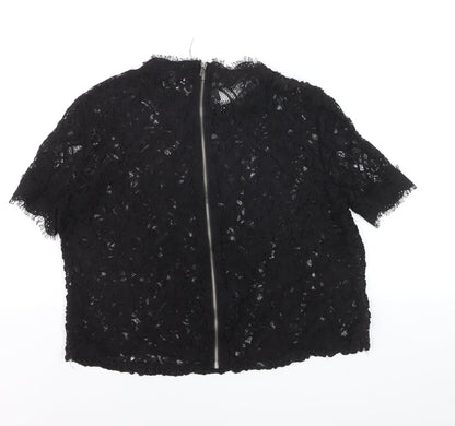 Zara Trafaluc Women's Black Lace Cropped Blouse Size M