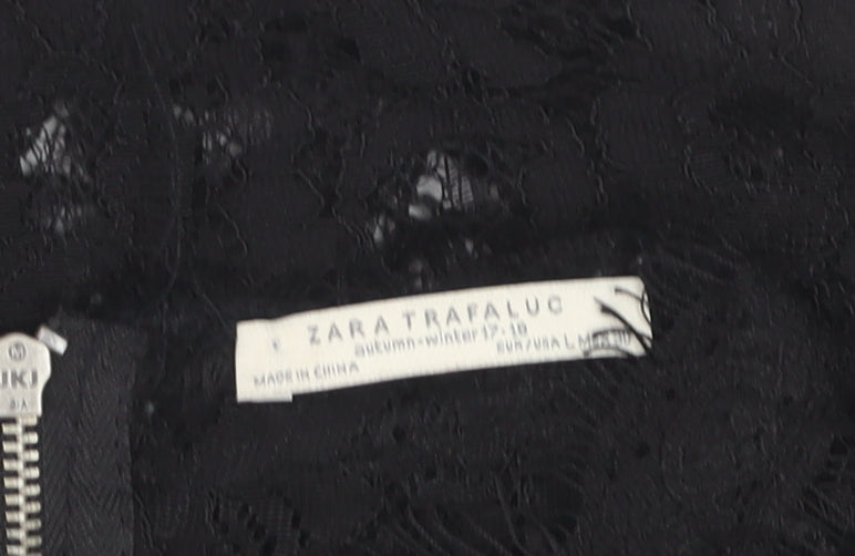 Zara Trafaluc Women's Black Lace Cropped Blouse Size M
