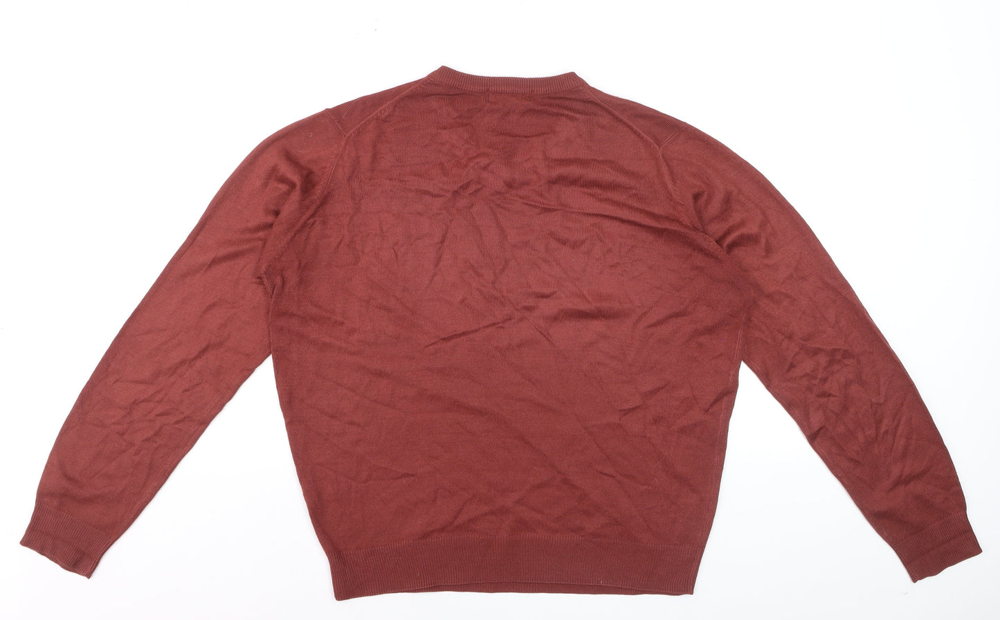James Pringle Men's Brown V-Neck Cotton Jumper Size S