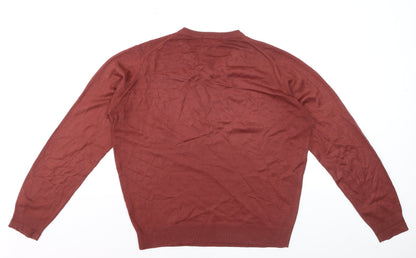 James Pringle Men's Brown V-Neck Cotton Jumper Size S