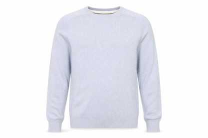 Farah Men's Light Blue Cotton Crew Neck Jumper S Modern Fit